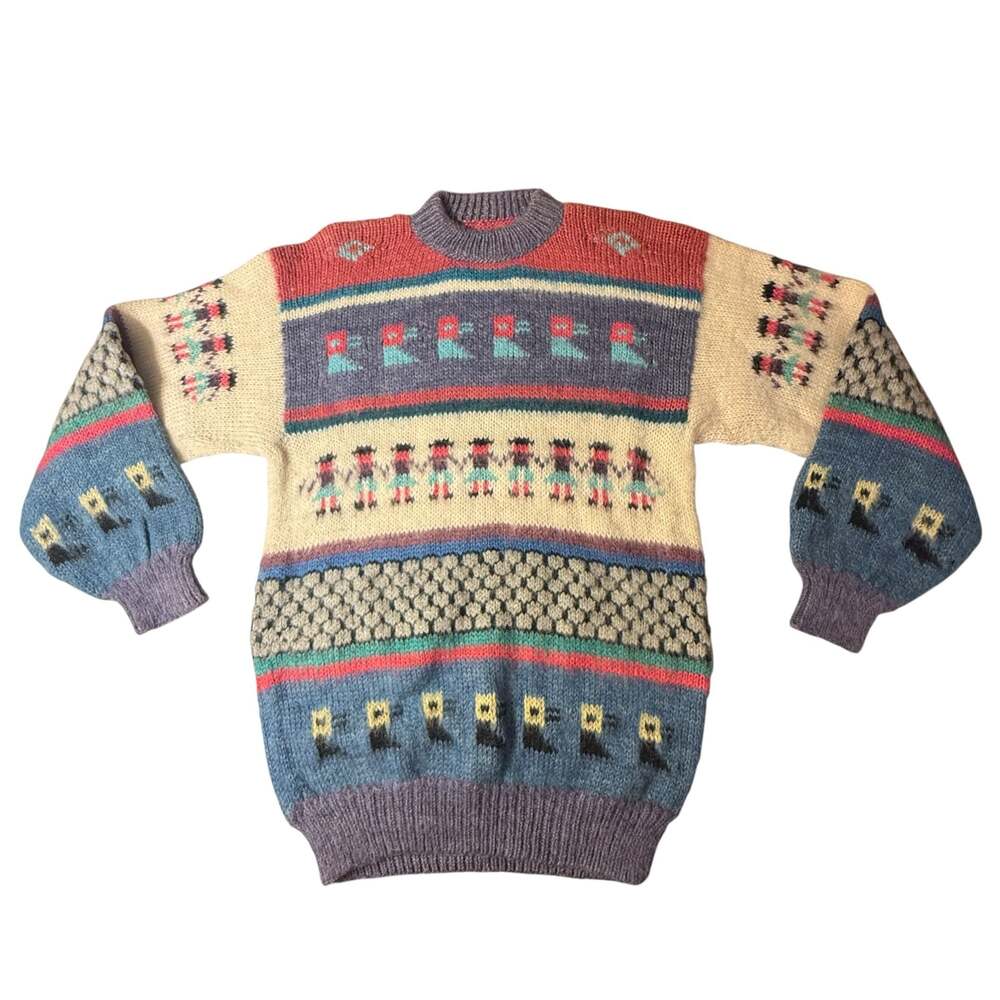 Vintage Southwestern Pattern Knit Sweater Multi-Color Pullover